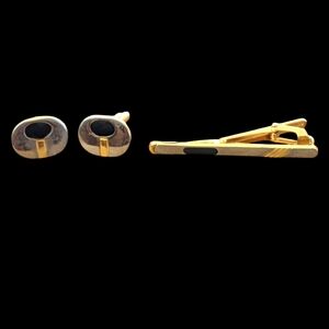 DKNY Cuff Links and Tie Clip Set